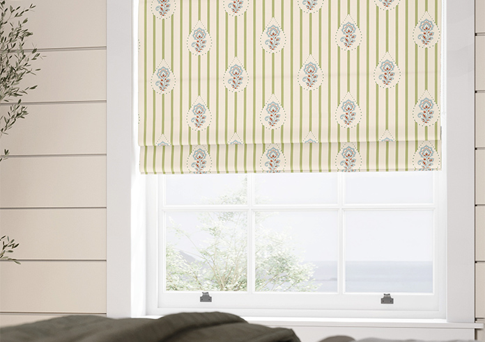Petal & Block Bolli Stripe, Neem - Roman Blind - Image 5